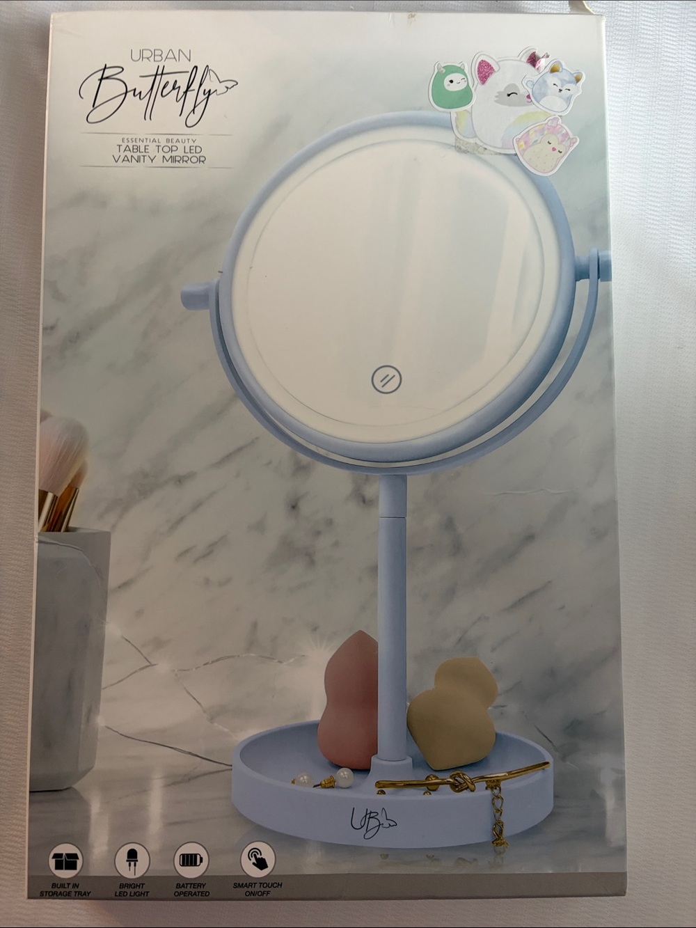 Lighted Vanity Mirror in Light Blue